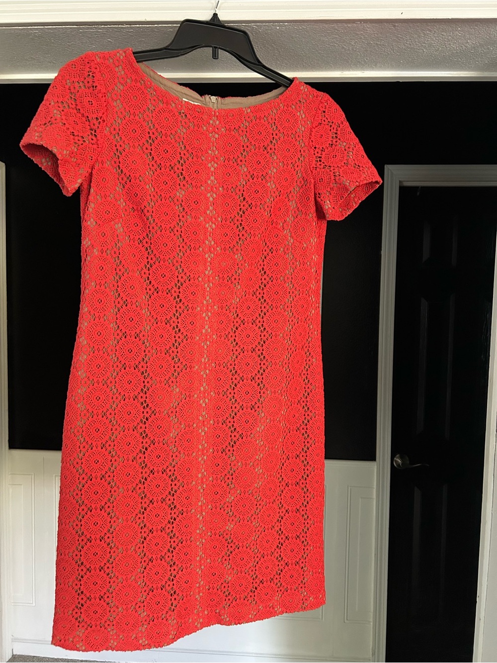Anne Klein Coral Red Lace Shift Dress